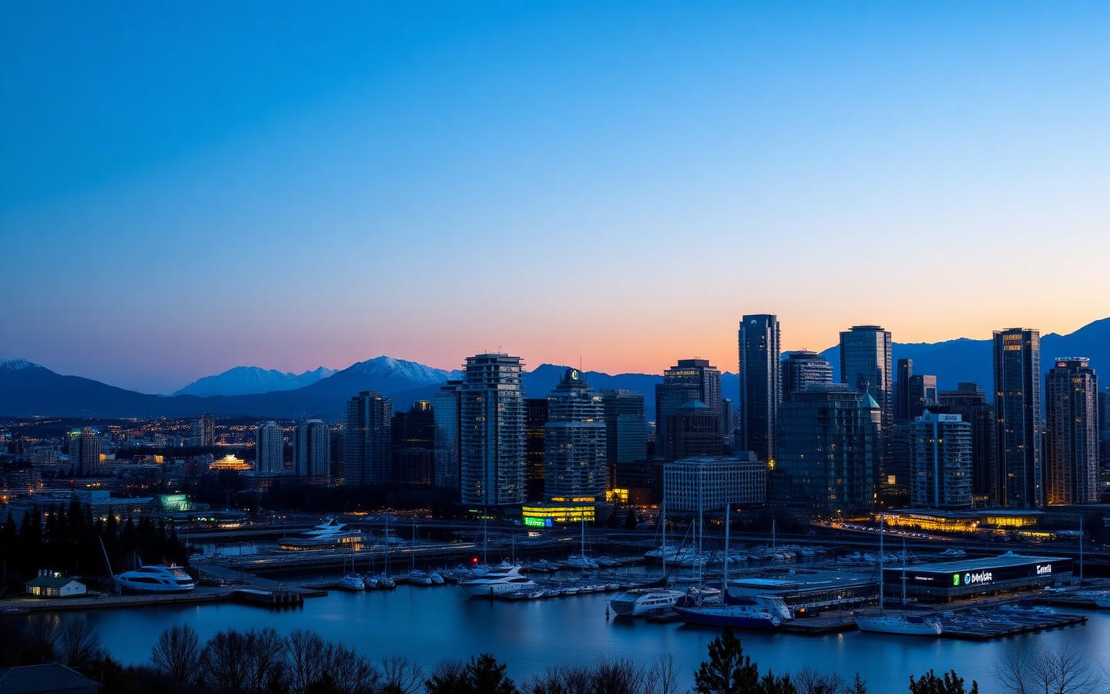 Vancouver skyline at dusk